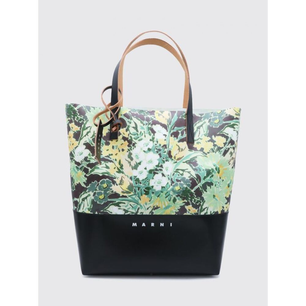 Marni Women Marni Floral-Pattern Synthetic Leather Mini Tote Bag With Charm